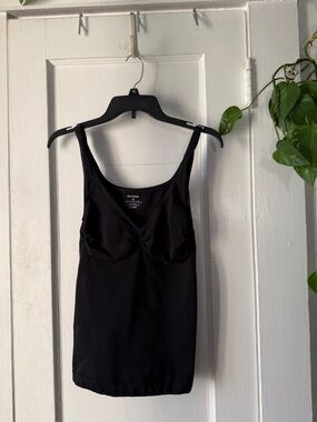 dressbarn Black Ruched Front Tank Top 1X